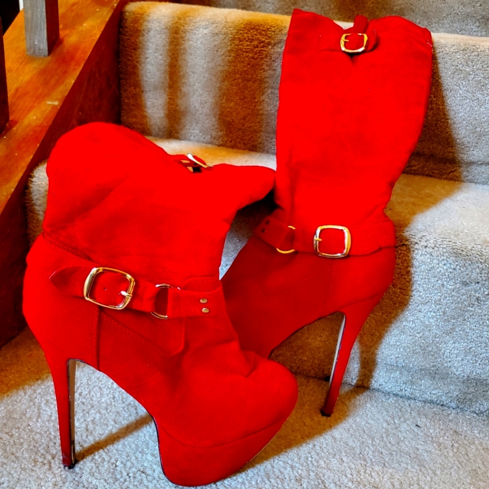 Red Stiletto Stripper Boots